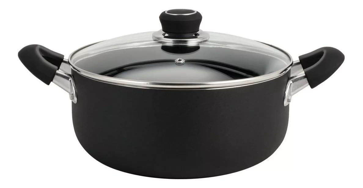 HUDSON Nonstick Black Pot 5.8Qt Cookware, Pots and Pans, Black.