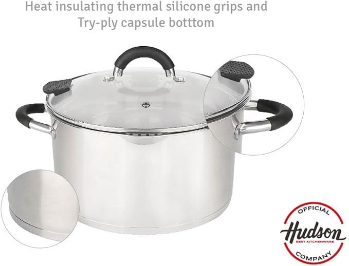 HUDSON Stainless Steel Stockpot 6.3 Qt, Cookware, Dishwasher Safe