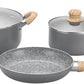 HUDSON Granite Line Cookware Set - Double Layer Non-Stick Coating, 0.07 Inches Thickness, Soft Touch Handles