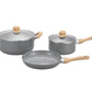 HUDSON Aluminum Nonstick Covered 5 Pc Stockpots and Frypan Set. Granite Grey