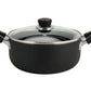 HUDSON Nonstick Black Pot 3.5Qt Cookware, Pots and Pans, Glass Lid,