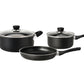 HUDSON Pots and pans Set Nonstick Black Cookware Sets, 5 pcs Set w/Frying Pan, Pot & Saucepan, Dishwasher Safe