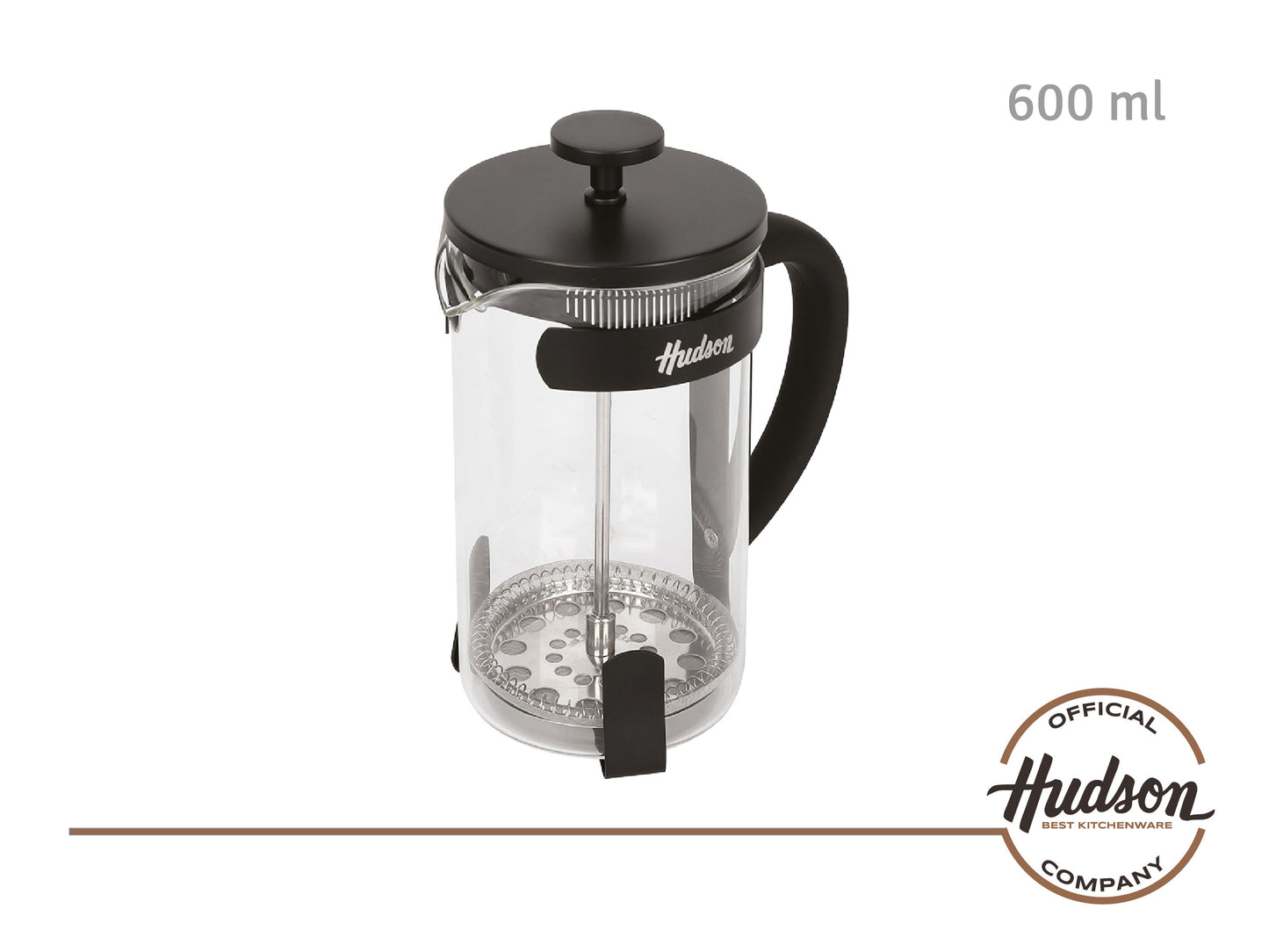 HUDSON French Press Coffee and Tea Maker, 0.6Qt, Black