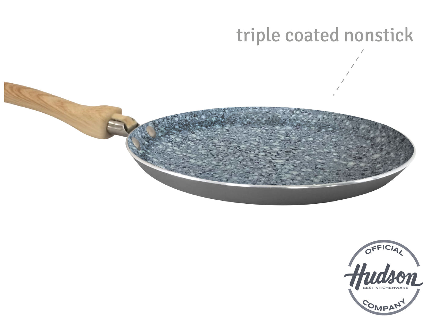 HUDSON Nonstick Crepe Pan 3.7 Qt, 8.7 inches, Cookware, Dishwasher Safe, Grey, Granite
