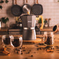HUDSON Classic Stovetop Espresso Maker, Italian Style, 6 cups, Grey