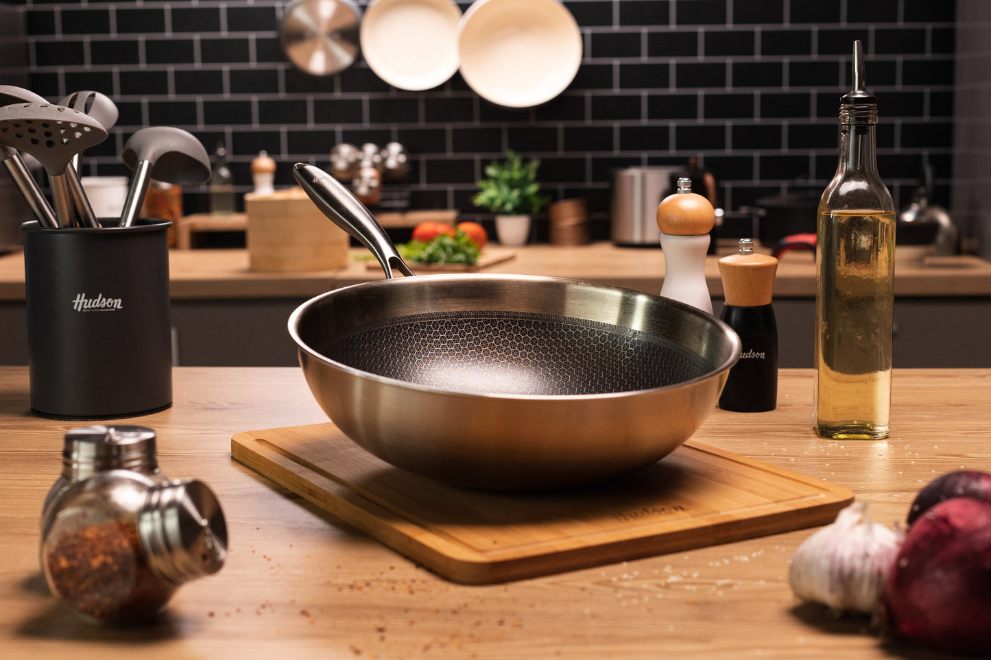 HUDSON Stainless Steel Frypan with Ultra-Durable Non-Stick Coating