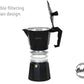 HUDSON Classic Stovetop Espresso Maker, Italian Style, 6 cups, Total Black