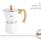 HUDSON Classic Stovetop Espresso Maker, Italian Style, 9 cups, White