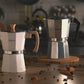 HUDSON Classic Aluminum Espresso Coffee Maker Italian Style 6 Cups Silver Polish