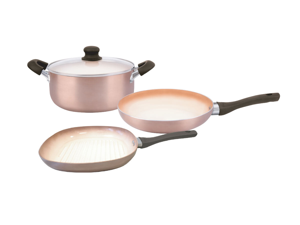 Copper Non-Stick Pan + Saucepan + Griddle Set Hudson.