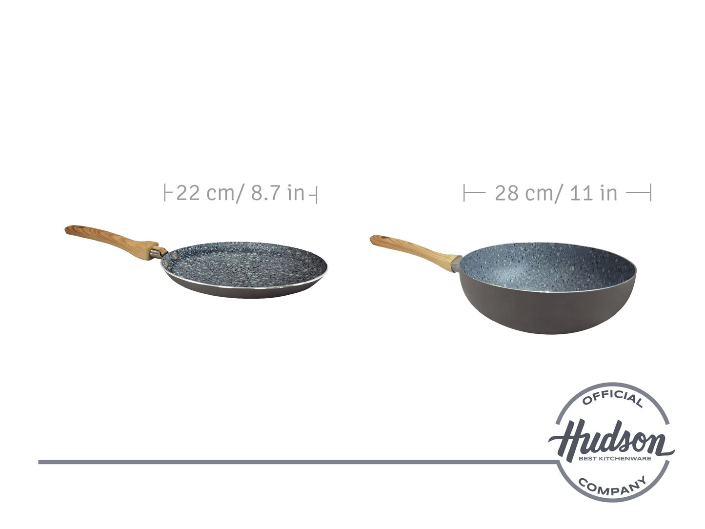 HUDSON Wok and Pancake Pan Non-Stick 2-Piece Set